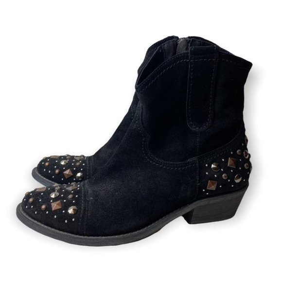 Arnold Churgin Black Suede Studded  Ankle Booties - Picture 4 of 12